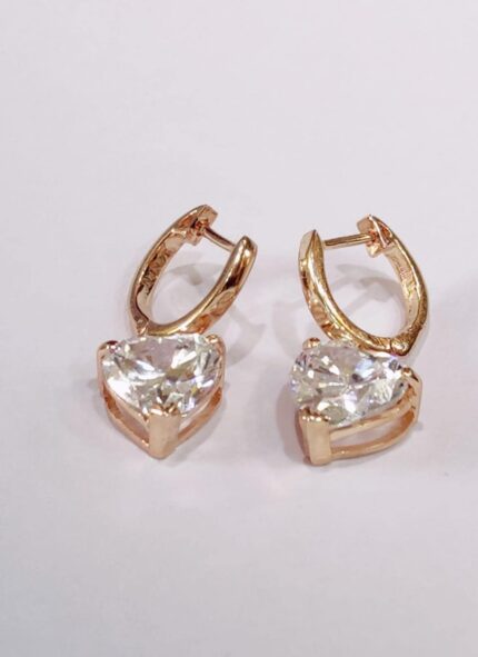 TISHYA JEWELLERS 4.1 Ct Heart Cut Solitaire Drop Dangle Earrings Solid 14K Rose Gold Finish