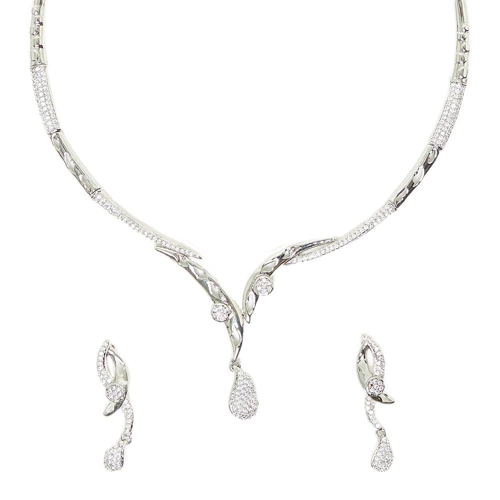 Generic Silver Plated Drop Designer Necklace Set