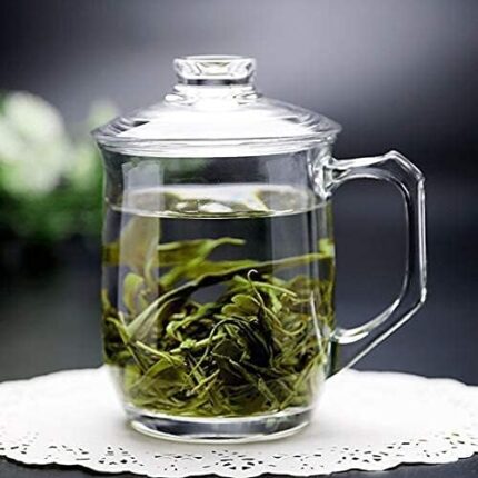 Jay Gatrad Seller Transparent Brewing Tea Glass Mugs with Big Handle Perfect for Americano, Latte, Cappuccinos, Lemon Tea, and Beverage, 380ml Classic Design Glass Coffee Mug for Home