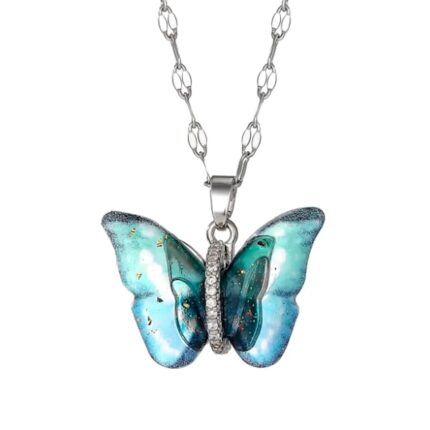 Nilu's Collection Butterfly Pendant Necklace for Women & Girls | Neck Chain | Locket | Modern Design | Birthday & Special Occassion Gift | Fancy & Stylish Accessories for Everyday Wear