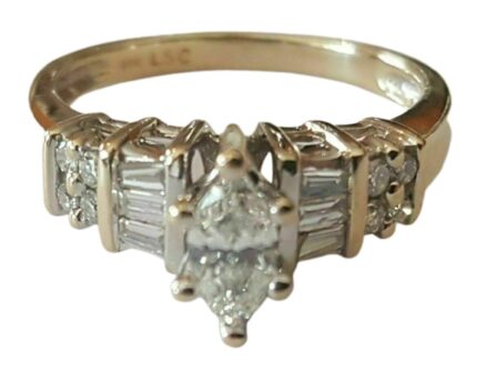 Tishya Jewellers 1.50 Ct Marquise and Diamond Engagement Wedding Ring 14K Yellow Gold Finish
