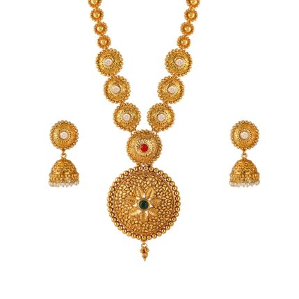 JFL - Jewellery for Less Golden One Gram Gold Plated Necklace Set For Women and Girls