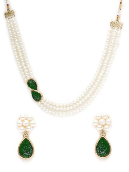 Karatcart Pink Stone Studded Pearl Kundan Necklace Set for Women…