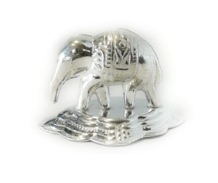 SJ Shree Jewellers® Pure Silver Hathi Idol for Puja (Trunk Downside), Vastu and Rahu (Chandi ka hathi, Single Small Elephant)