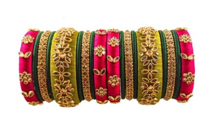 Yaalz Designer Stylish Fancy Bangle Set For Women Girls Kundan Worked Festival wear Bridal Silk Thread Bangles set for Women's