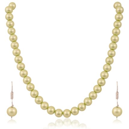 Ratnavali Jewels Imitation Pearl 10MM Bead Size Strand Necklace Pearl Moti Mala Jewellery Set with Earrings for Women Girls