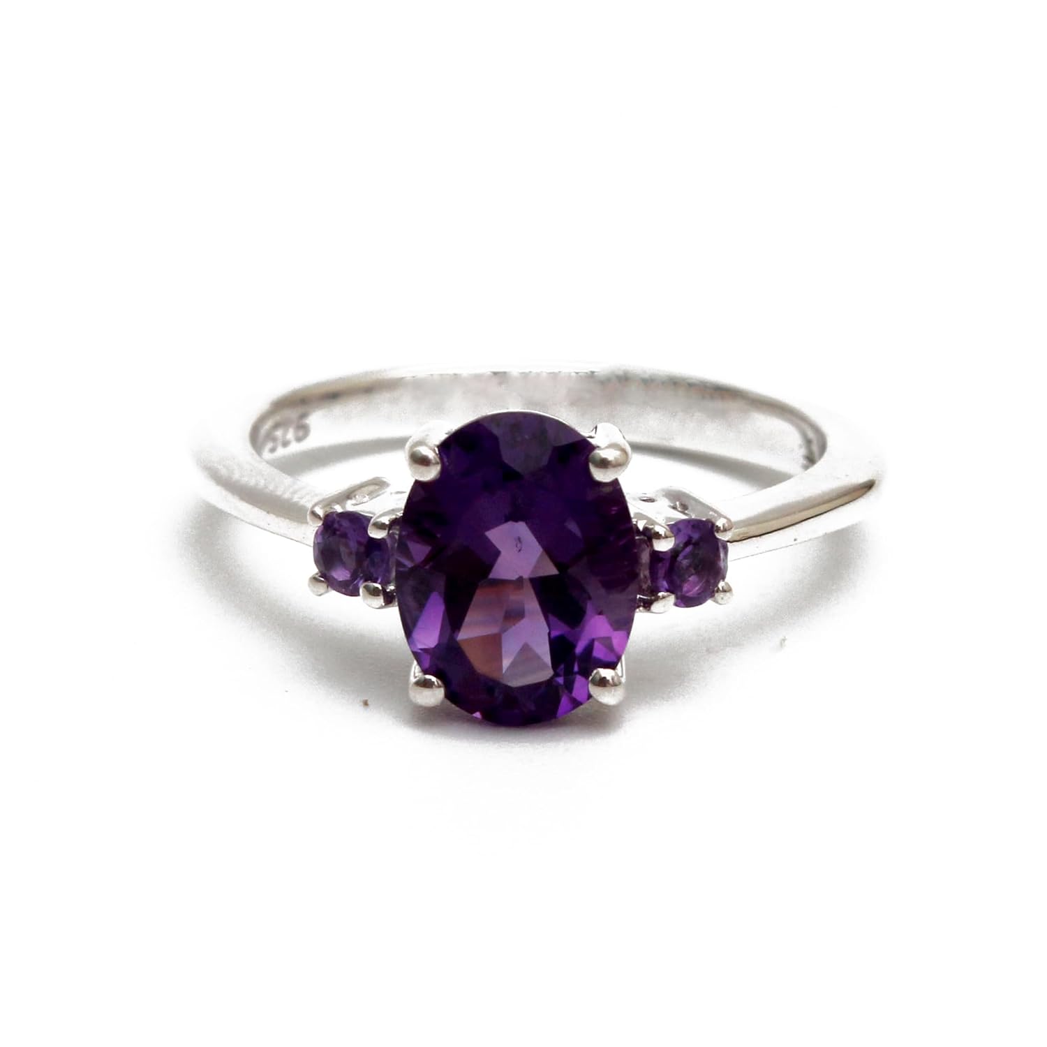 Hiflyer Jewels Natural Purple Amethyst Gemstone Ring 925 Stamp Sterling Silver Designer Ring Gift For Women and Girls