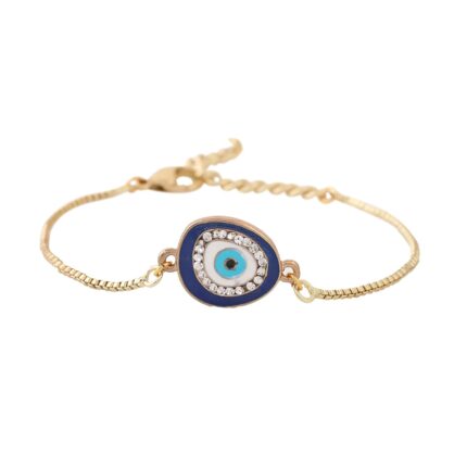 Estele Jewellery Bracelet For Women Gold Plated Evil Eye Designer Rakhi Bracelet With Navy Blue Enamel & Crystals for Men & Women-102097-YBBL BR
