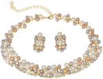 YouBella Jewellery Sets for Women Pearl Studded Necklace Jewellery Set with Earrings for Girls/Women (Gold)