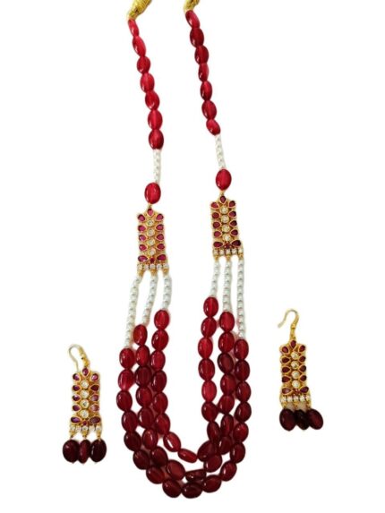 Ruby aweze and pearls jewellery set for Women/girls