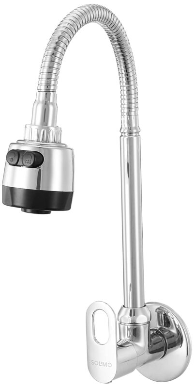 Amazon Brand - Solimo Sink Tap with Flexible Neck, Chrome Finish (Dual Flow)