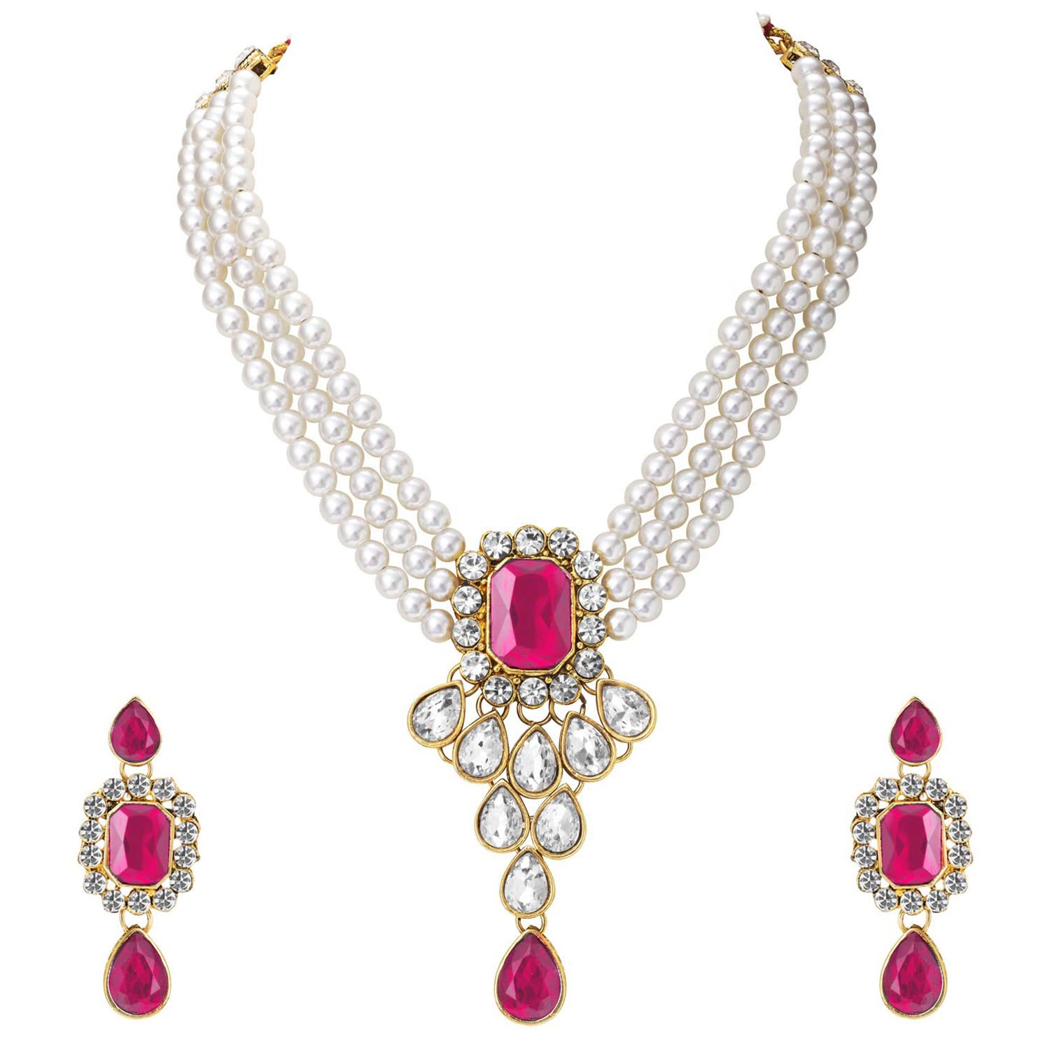Peora Crystal Faux Pearl Jewelry Gift Set for Women