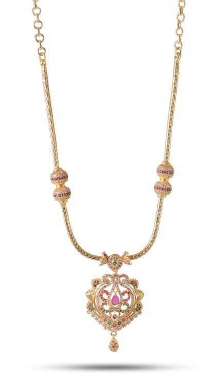 CUTE GOLD One Gram Micro Gold Plated & Copper Traditional Designer Jewellery Stone Necklace for Women and Girls (NEC-8028)