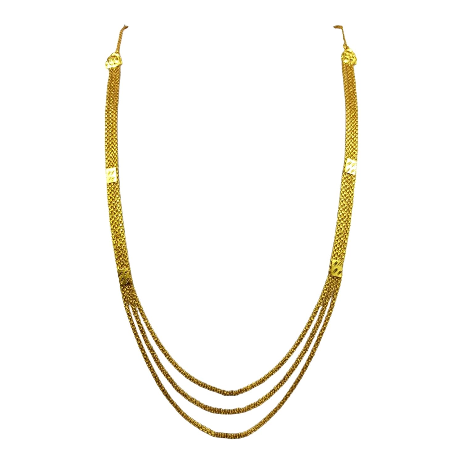 Swaroop Designer GoldPlated Three Layer necklace for women traditional 3 layer chain mala