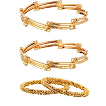 Zeneme Jewellery Combo of Designer Victoria Bangles, Trendy Gold Plated Bangles for Women & Girls - Pack of 4