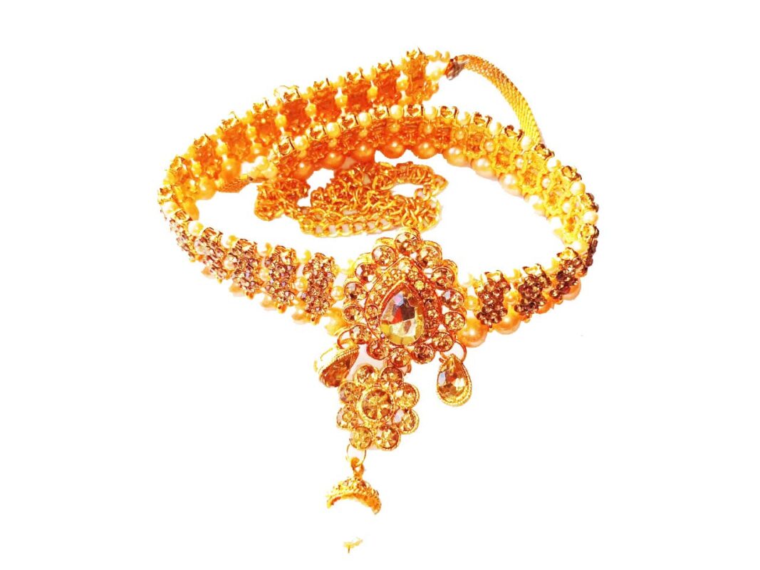 RITIH Traditional Design Belly Chain Pearl Gold Plated Kamarband with Stone for Wedding, Jewellery Kamarband for Women and Girls Kamar Dhaniya