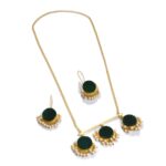 Gold Plated Designer Stone Chain and Earrings Set