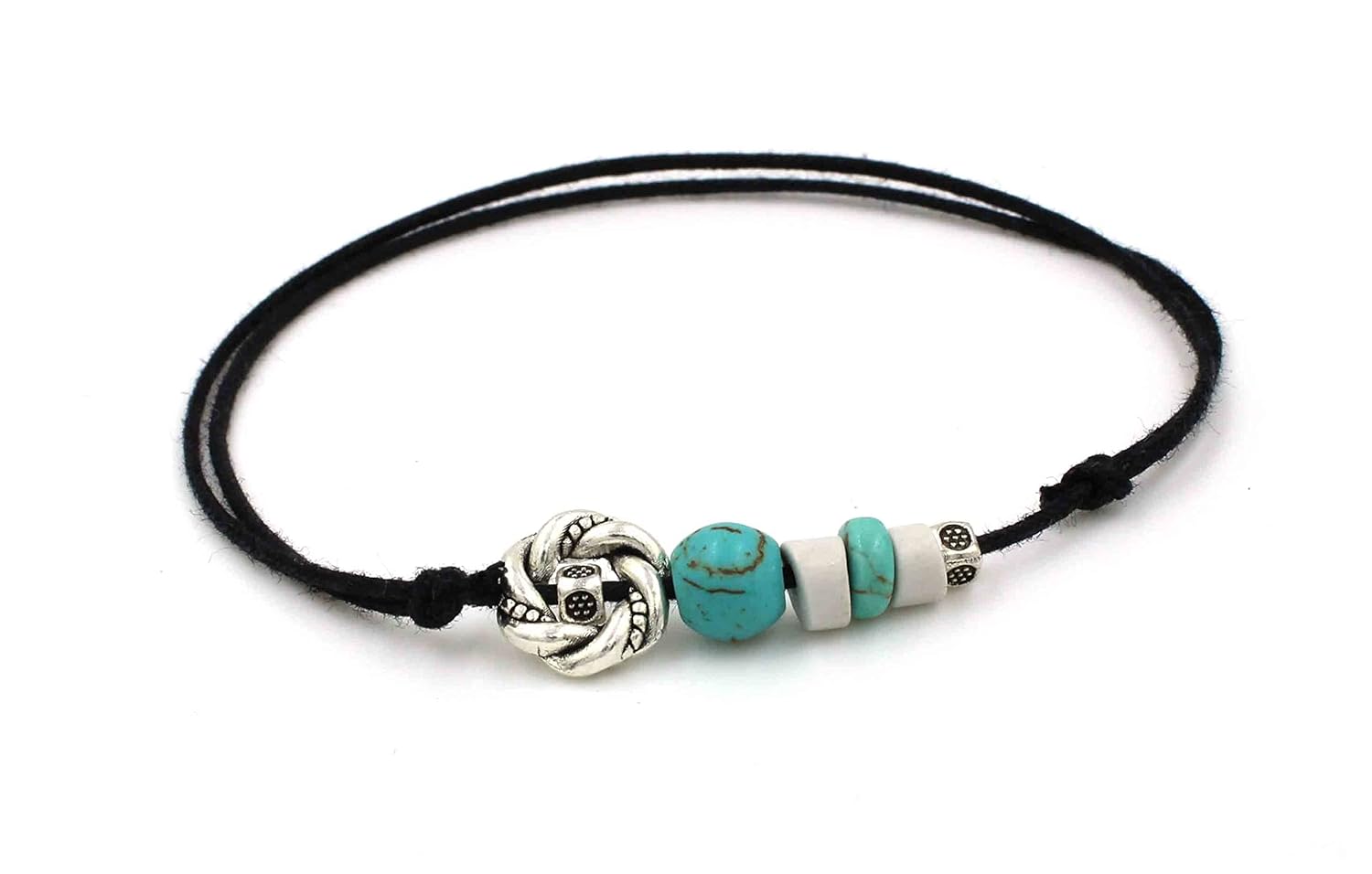 GURJARI JEWELLERS Black Thread with Turquoise,Evileye, Oxidised Beads Anklets for Girls/nazariya anklet