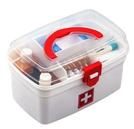 Primelife Plastic Rectangular Medicine Box, Medical Box, First aid Box, Multi Purpose Box, Multi Utility Storage with Handle (White)