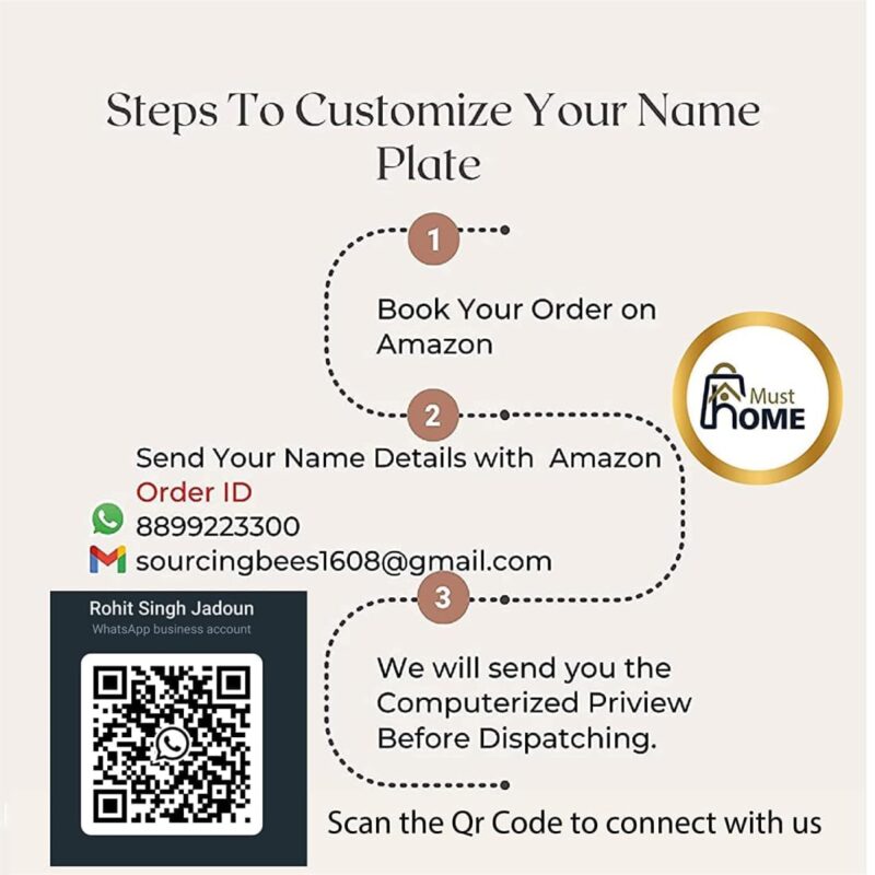 MustHome | Name plate for home entrance | Home name plate | Door name plates | Name Plate For Home Office | Customized name plate for home | 15X30 cm | Golden | Acrylic | Gifts (Design 3) (Design 1)