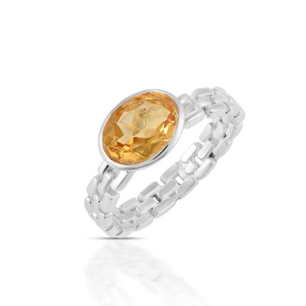 Silverrazi 925 Sterling Silver Citrine Contemporary Ring | Ring for Women and Girls