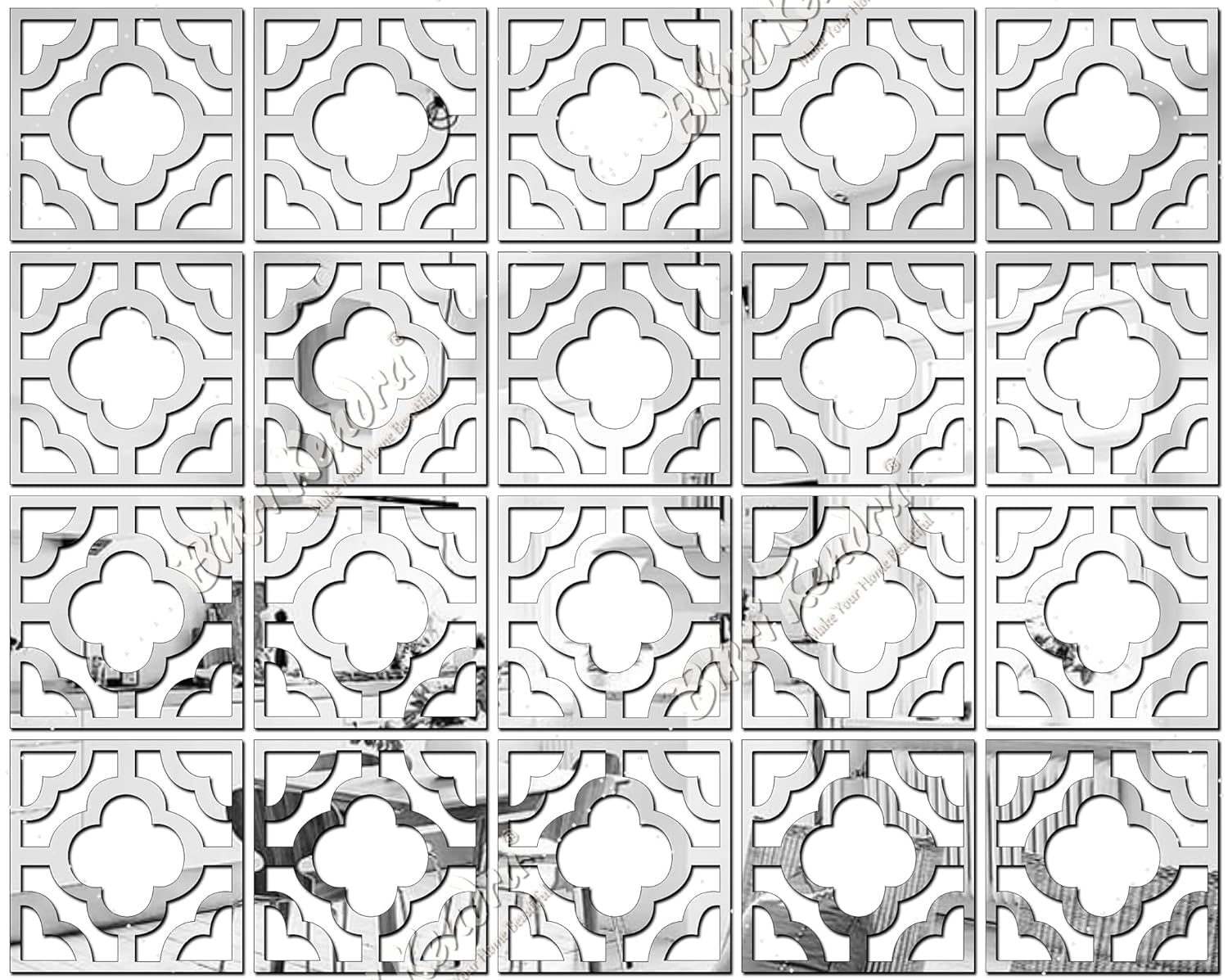 Chote Mote Seller - Border Mirror Wall Stickers, Mirror Stickers for Wall, Acrylic Mirror Wall Decor Sticker, Wall Mirror Stickers, Wall Sticker (Silver, pack of 15)