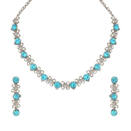 Atasi International Princess Style AD Crystals/Stones Necklace with Earrings Jewellery Set for Women/Girls - Wedding Jewelry/Party & Festival Accessories