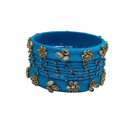 Yaalz Silk Thread Simple Kundan Stone Work Fancy Designer Wedding Chuda Bangle Sets With Metal Mix For Women Kids Girls In Multiple Colors