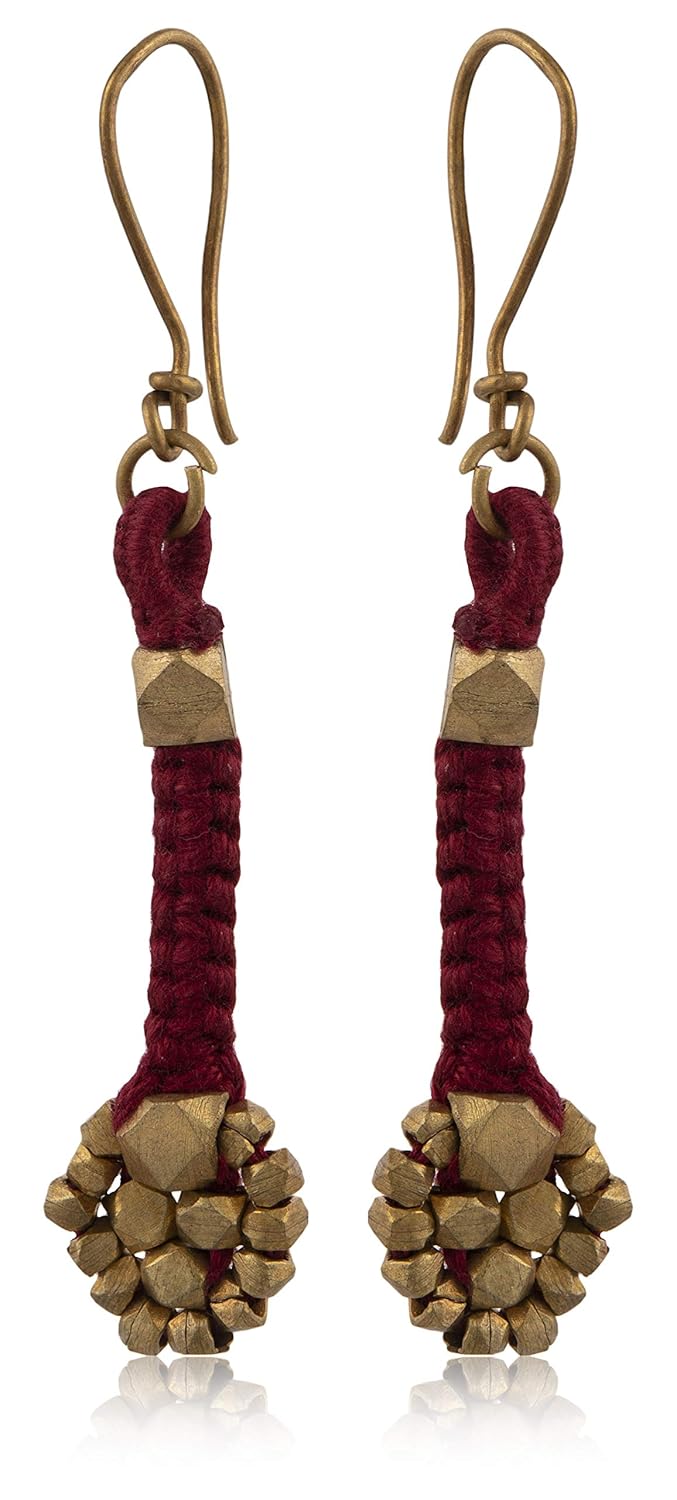 Arteastic Golden Brass Dokra Jewellery Earring Dangle and Drop for Women DJ-ER-002