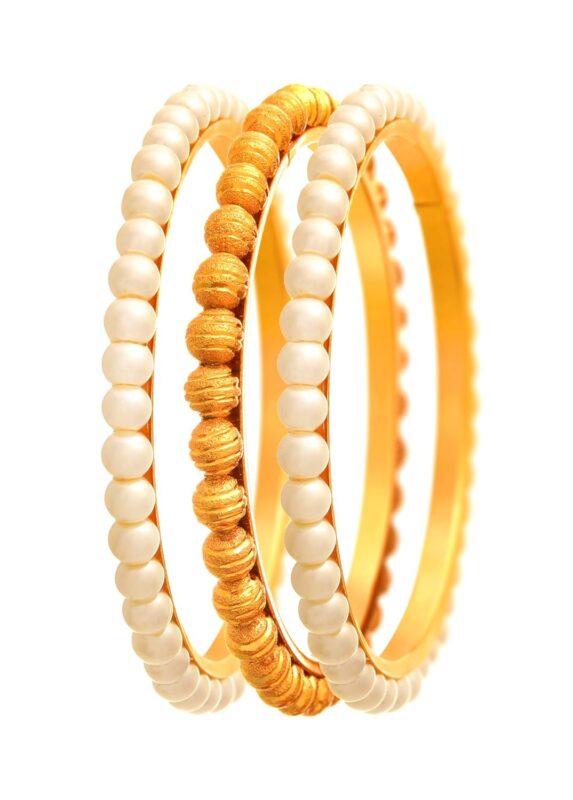 JFL - Traditional Ethnic One Gram Gold Plated Bead & Pearl Designer Bangle Set For Women