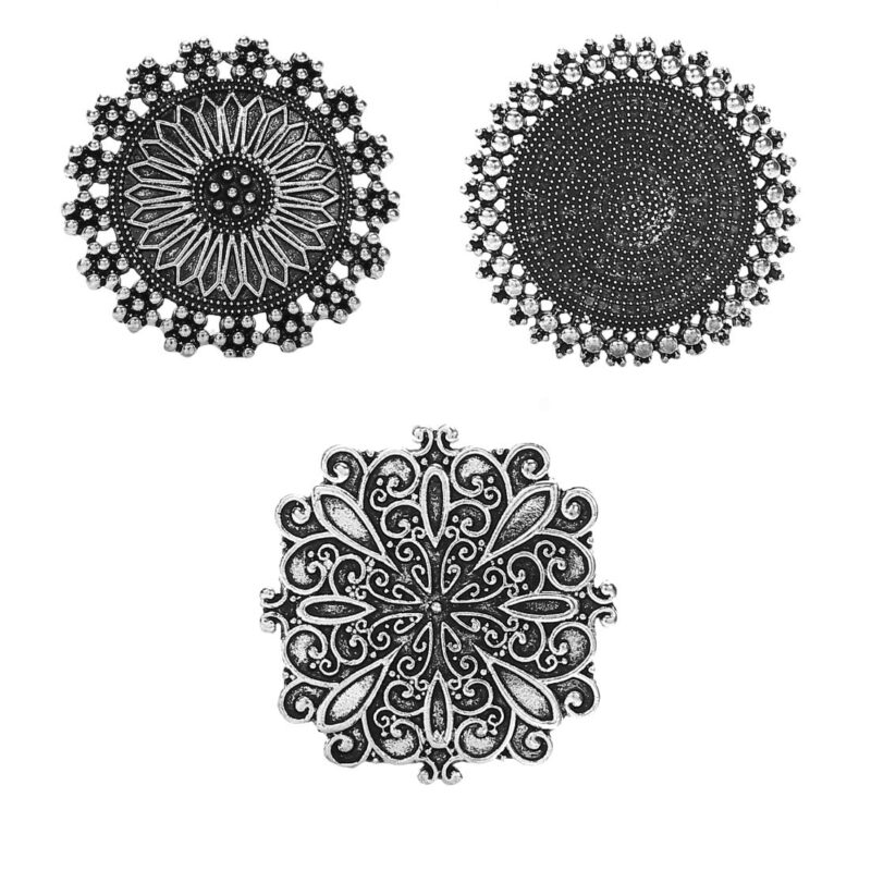 YouBella Jewellery Afghani Oxidised Silver Plated Combo of 3 Rings for Women and Girls (Adjustable Size)