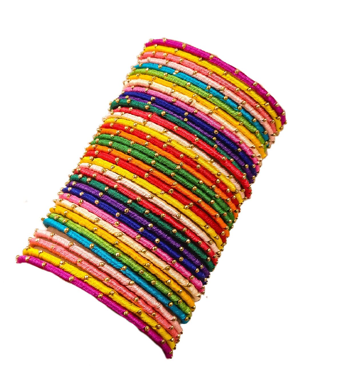 Yaalz Silk Thread Metal Heavy Designer Fancy Festival Wear 14Pcs Bangle Set For Women Girls