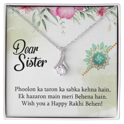 FABUNORA Unique Rakhi Wishing Gift for Sister - 925 Pure Silver Necklace Gift Set With Certificate of Authenticity and 925 Stamp