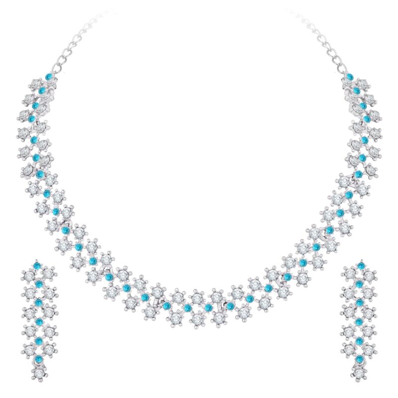 Atasi International White Stones/AD Diamond Necklace with Earrings - Jewellery Set for Women, Girls Best Suits for Party, Wedding and Festive Occasions