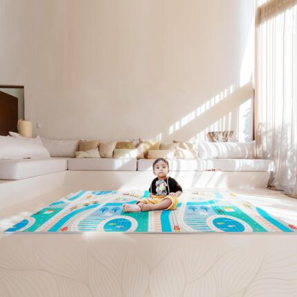 GiggleBaby Play Mat - Thickest On Amazon - 200Cm X 150Cm 10Mm Reversible, Wipe Clean and Bpa Free (Nelly), Blue, 1 Count