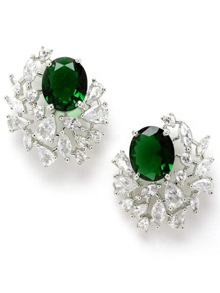 Karatcart Women Green American Diamond Stud Earrings