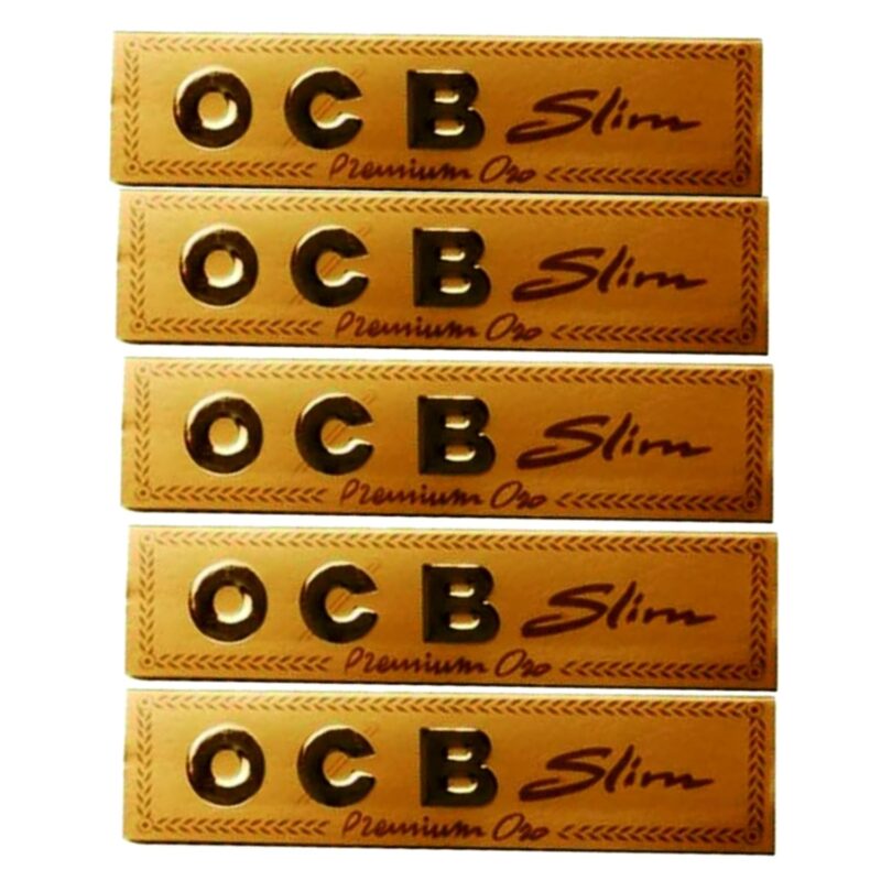 OCB France Auth. Seller RATTAN EXPO OCB GOLD PREMIUM Oro Slim King size Rolling Papers Cigarette Papers Smoking Papers Pack of (5) - 32 Papers each