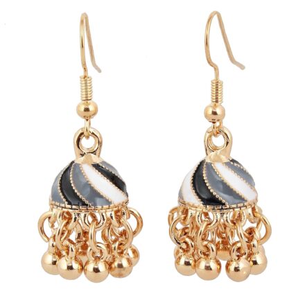 LUCKY JEWELLERY Designer 18k Gold Plated Meenakari Jhumki Earring For Girls & Women (125-CHJM1-1148-PARENT)