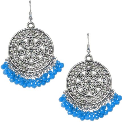 German Silver Oxidised Bohemian Fancy Stylish Wedding Ethnic Traditional Jhumki Jhumka Designer Collection Afghani Earrings For Women And College Girls