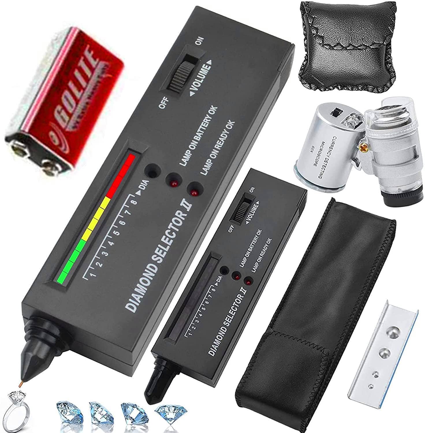 Hqdz Best Sellers Diamond Tester Penï¼Ã‚Â€¹60X Mini Led Magnifying,High Accuracy Jewelry Diamond Tester Tool,Environmental Protection 9V Battery,Professional Diamond Selector For Novice And Expert