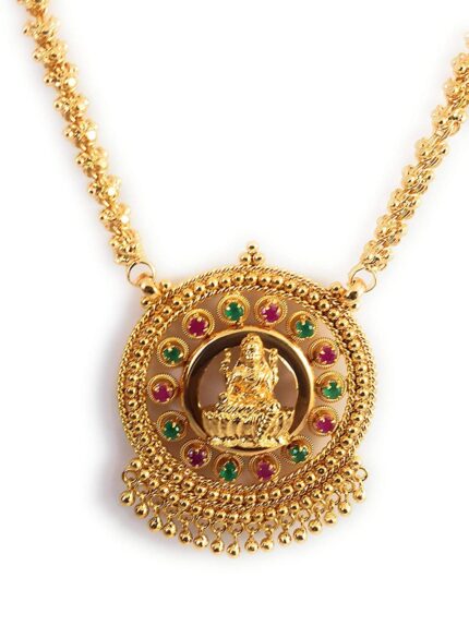 SUKRA GOLD 1 Gram Micro Gold Plated Copper Jade Traditional Designer Golden Fashion Jewellery Dollar Chain for Women (24 Inches)