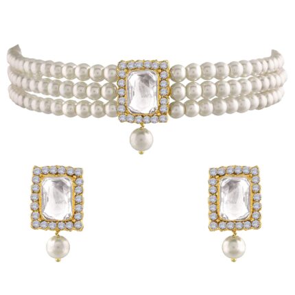 Peora Traditional Crystal Faux Pearl Jewelry Gift Set for Women