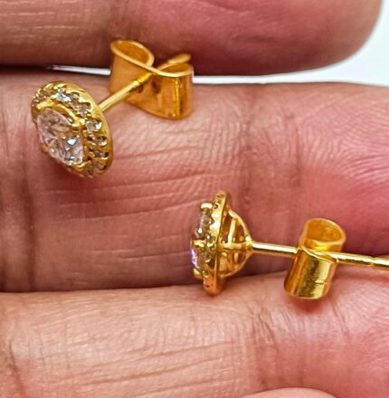 Tishya Jewellers 1ct Solitaire Moissanite Halo Earrings for Women