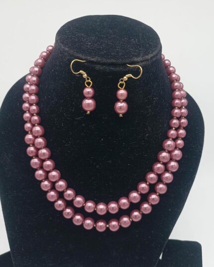 Pearl moti mala necklace earrings jewellery set chokar mala set women and girls fashion jewelry set accessories.