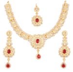 Touchstone Indian Bollywood Enchanting Floral Diamond Studded Look Rhinestone Embellished Bridal Designer Jewelry Necklace Set Women