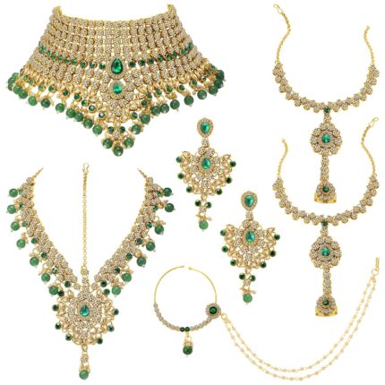 Peora American Diamond Studded Traditional Jodha Akbar Bridal Jewelry Set Gift for Women