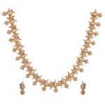 TARINIKA Antique Gold Plated Lipika Short Necklace Set with Floral Design - Jewelry Set for Women Perfect for Ethnic occasion | Traditional Jewellery For Women