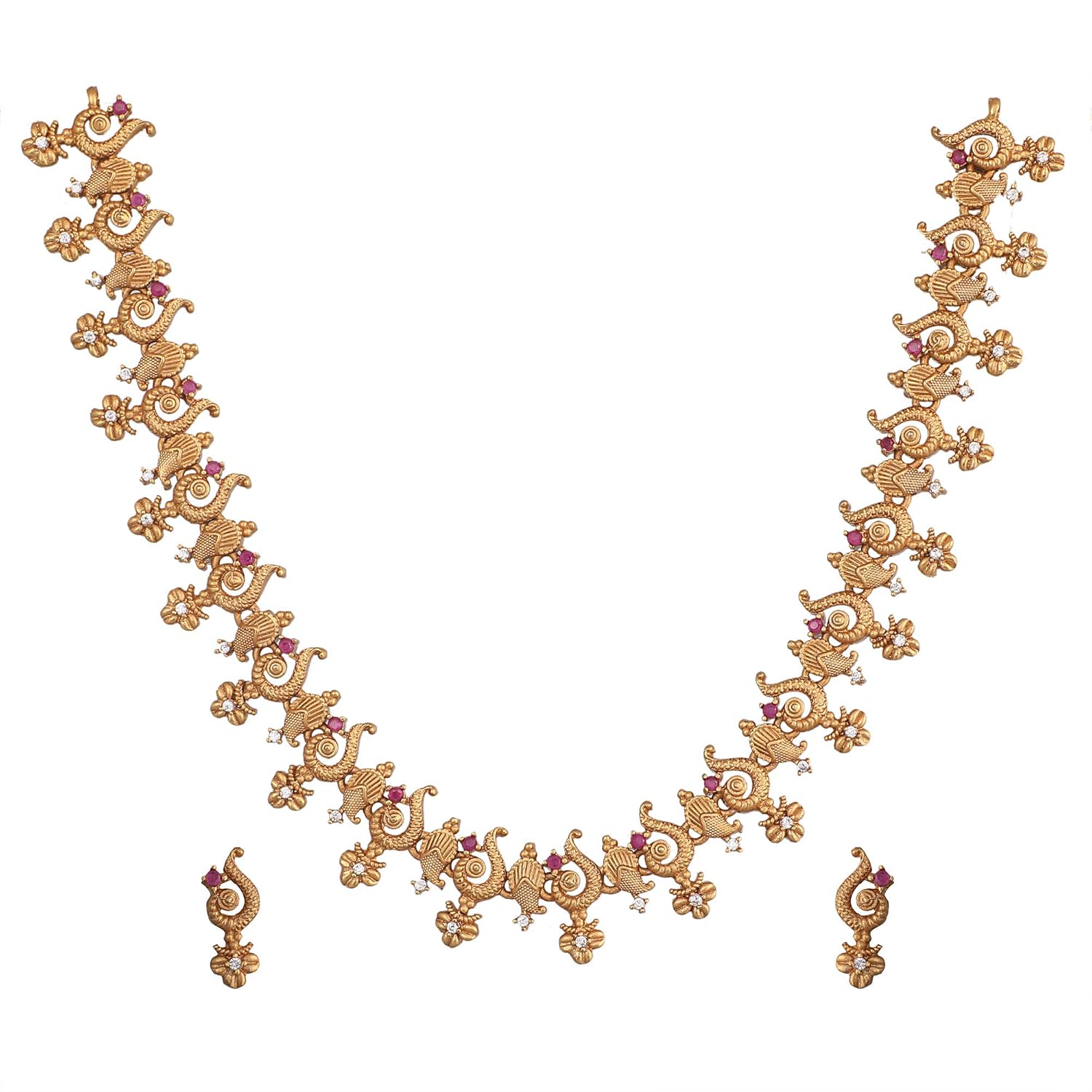 TARINIKA Antique Gold Plated Lipika Short Necklace Set with Floral TARINIKA Antique Gold Plated Lipika Short Necklace Set with Floral Design - Jewelry Set for Women Perfect for Ethnic occasion | Traditional Jewellery For Women