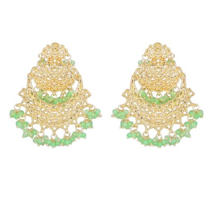 Gehena By Estele Gold Plated Trellis Designer Chandbali Earrings for Girl's and Women