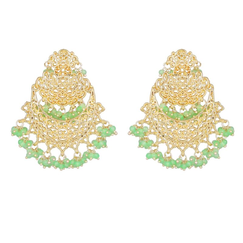 Gehena By Estele Gold Plated Trellis Designer Chandbali Earrings for Girl's and Women